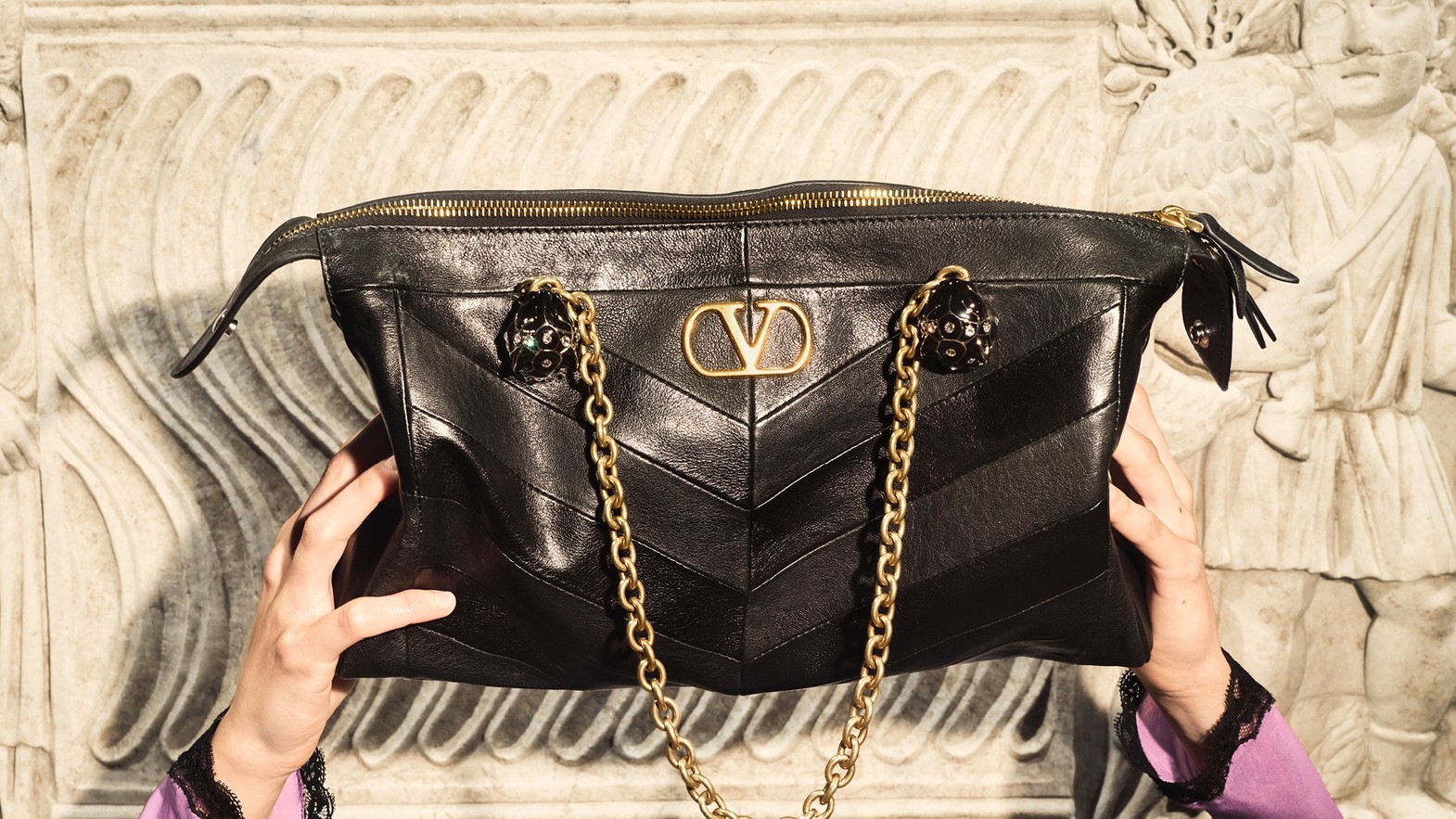 Valentino Garavani Designer Black Shopping Bags for Women