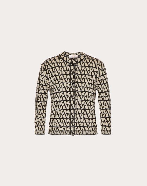 Valentino - Toile Iconographe Wool Cardigan - Beige/black - Woman - Knitwear