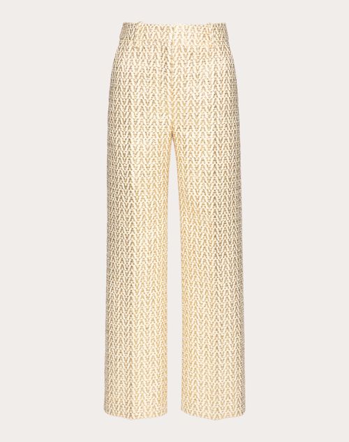Valentino - Boucle' Optical Valentino Gold Trousers - Ivory/gold - Woman - Trousers And Shorts