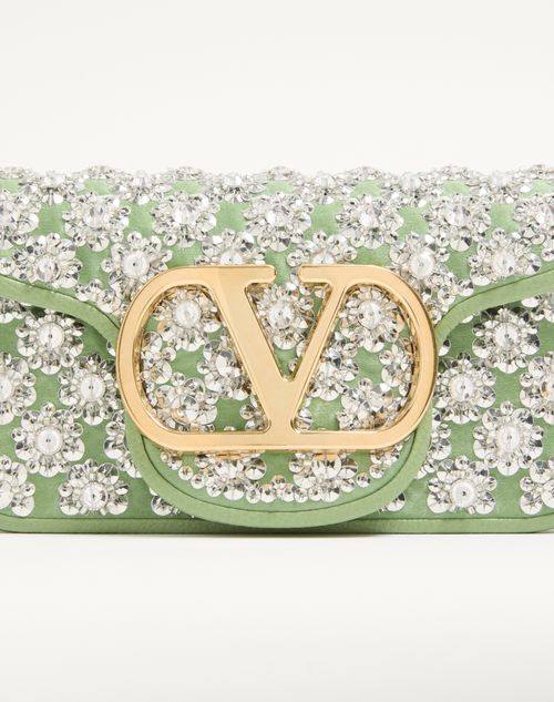 Valentino Garavani - Valentino Garavani Locò Small Embroidered Shoulder Bag - Mint/crystal - Woman - Shoulder Bags