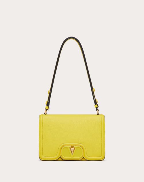 Valentino Garavani - Petit Sac Porté Épaule Vlogo Leather En Cuir De Veau Grainé - Cedar Yellow - Femme - Sacs Porté Épaule