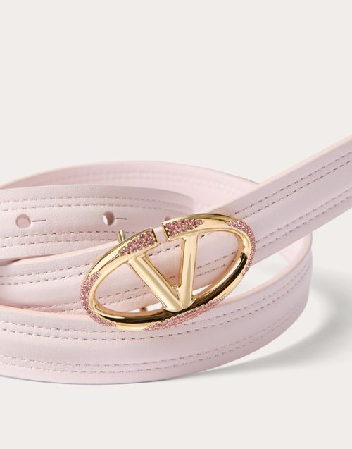 Valentino Garavani - The Bold Edition Vlogo Shiny Calfskin Belt 20 Mm - Multicolour - Woman - Accessories