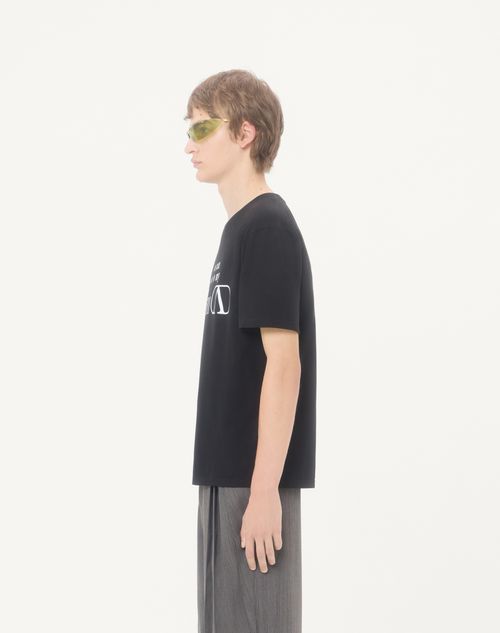 Valentino - Valentino Cotton Jersey T-shirt With You Can Come To My Villa Print - Black/white - Man - T-shirts And Sweatshirts