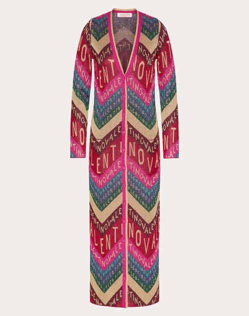 Valentino - Valentino Chevron Lurex Cardigan - Multicolour - Woman - Knitwear