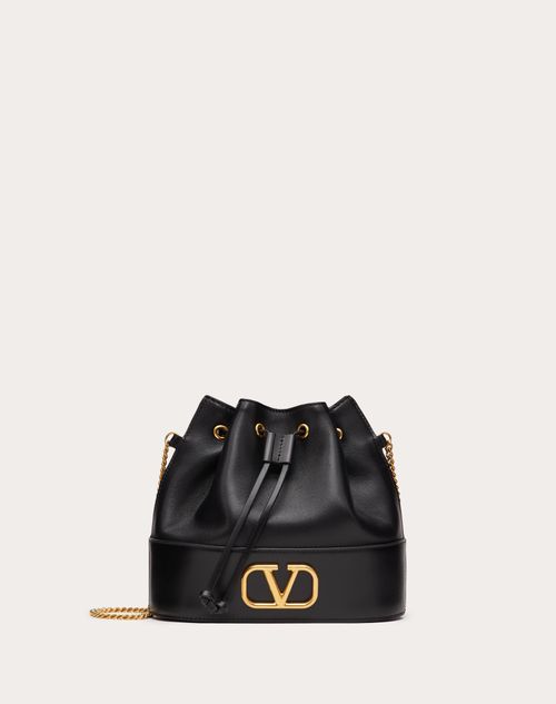Valentino Garavani Mini Bucket Bag in Nappa with Vlogo Signature Chain Woman Black Onesize