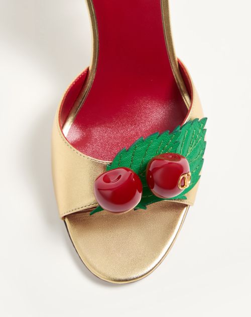 Valentino Garavani - Cherryfic Sandal In Laminated Nappa Leather And Kidskin 100mm - Antique Brass/multicolor - Woman - Sandals