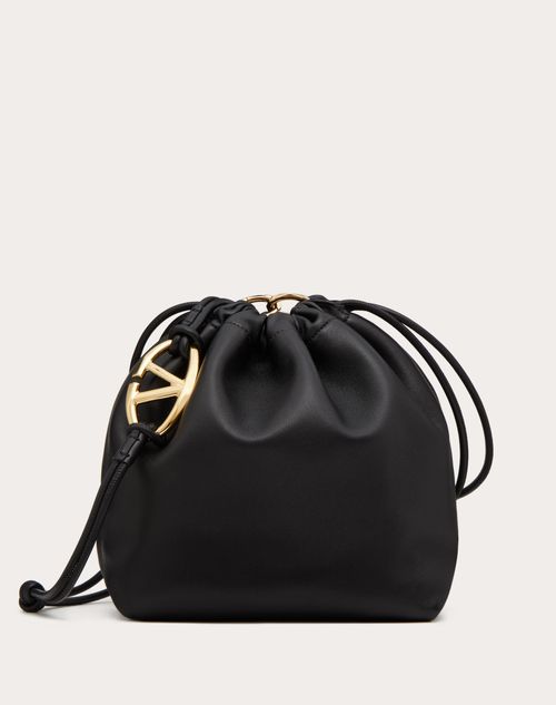 Valentino Garavani - Pochette Vlogo Pouf En Cuir Nappa - Noir - Femme - Valentino Garavani Vlogo Signature