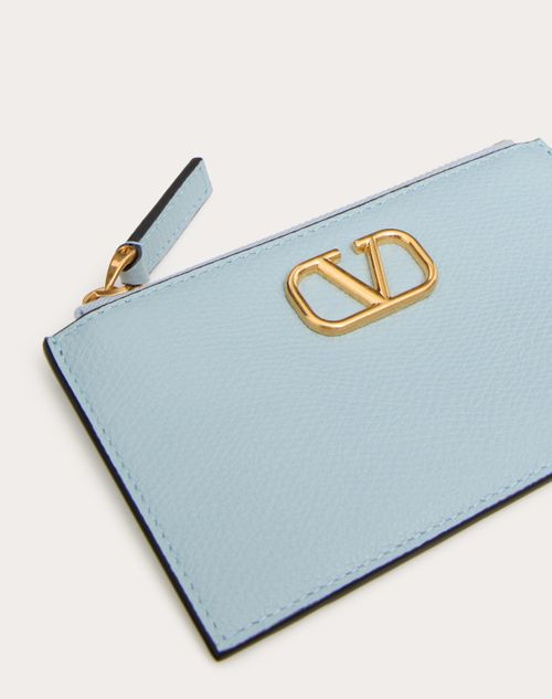 Valentino Garavani - Vlogo Signature Grainy Calfskin Cardholder - Porcelain Blue - Woman - Wallets & Cardcases - Accessories