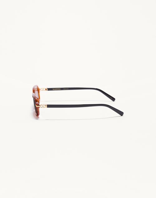 Valentino - Rectangular Acetate Eyewear - Ivory/black/brown - Unisex - Eyewear