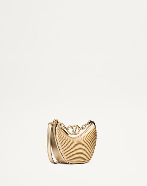 Valentino Garavani - Mini Vlogo Moon Hobo Bag In Metallic-effect Nappa Leather With Chain - Mekong - Woman - Woman Bags & Accessories Sale