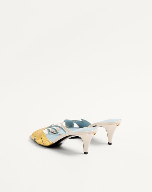 Valentino Garavani - Foliefoliage Slide Sandal In Kidskin 65 Mm - Ivory/gold - Woman - Woman Shoes Sale