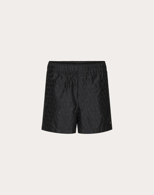 Valentino - Badehose Aus Nylon Mit Toile Iconographe-muster - Schwarz - Mann - Beachwear