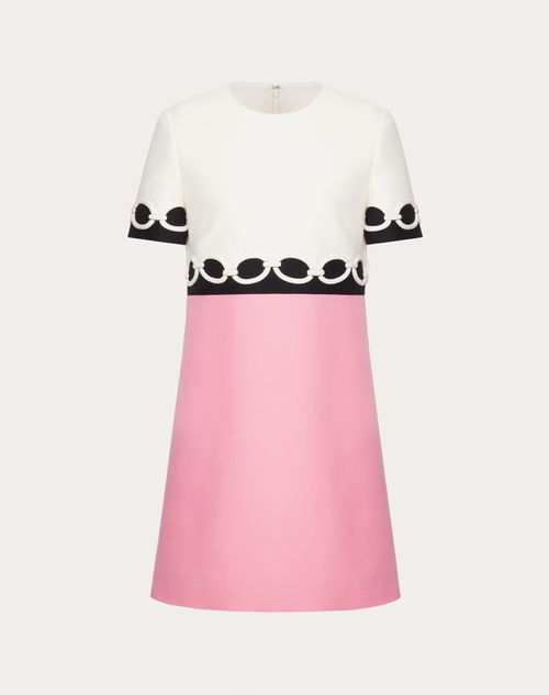 Valentino - Embroidered Crepe Couture Short Dress - Pink/ivory/black - Woman - Short