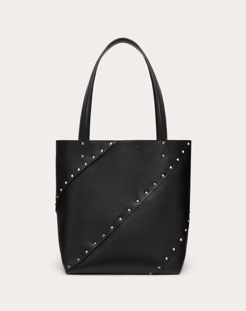 Valentino Garavani - Valentino Garavani Valentino Garavani Rockstud Wispy Shopping Bag In Calfskin - Black - Woman - Valentino Garavani Rockstud Wispy