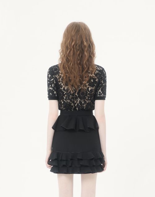 Valentino - Lace And Cotton Sweater - Black - Woman - Knitwear