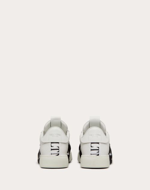 Valentino Garavani - Vl7n Low-top Sneakers In Calfskin And Mesh Fabric With Bands - White/ Black - Man - Man View All