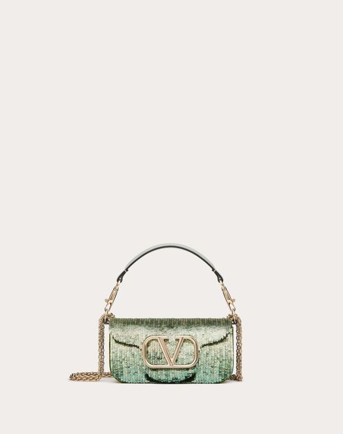 Valentino Garavani - Valentino Garavani Locò Small Shoulder Bag With Gradient-effect Embroidery - Green - Woman - Shoulder Bags