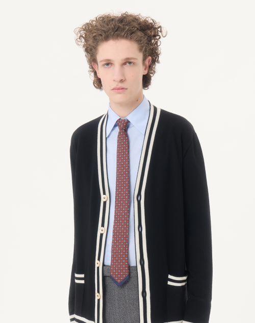 Valentino Garavani - Cravate Jacquard En Soie Valentie Avec Motif Géométrique - Orange/bleu/ivoire - Homme - Cravates