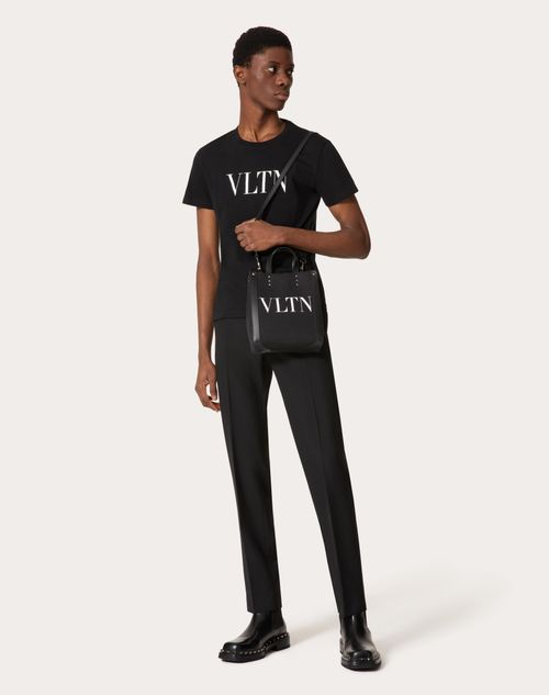 Vltn Ecolab Mini Canvas Shopper for Man in Black/white | Valentino ID