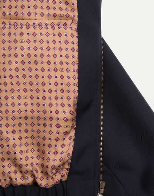 Valentino - Chaqueta Bomber Valentino De Nailon Con Vgold En Los Bolsillos Laterales - Azul Marino - Hombre - Chaquetas Y Plumíferos