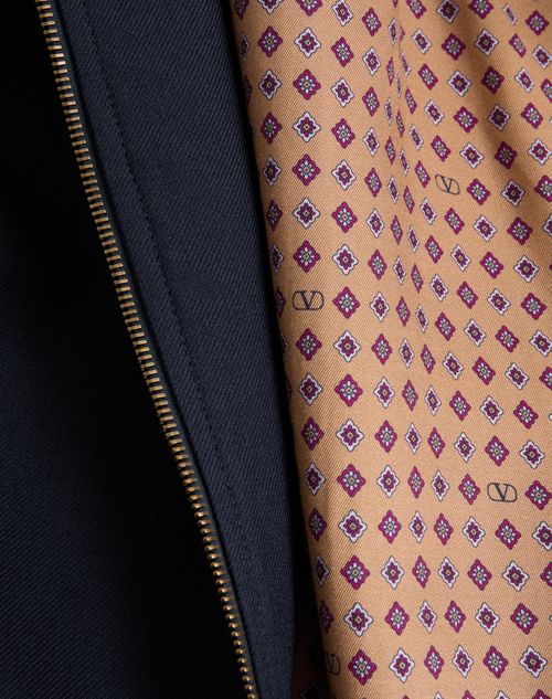 Valentino - Valentino Nylon Bomber With Vgold On Side Pockets - Navy - Man - Outerwear