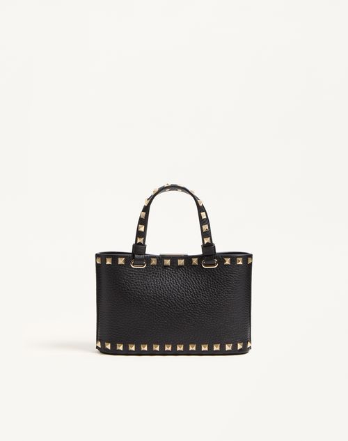 Valentino Garavani - Minibolso De Compras Rockstud De Cuero Graneado De Becerro - Negro - Mujer - Bolsos Shopping