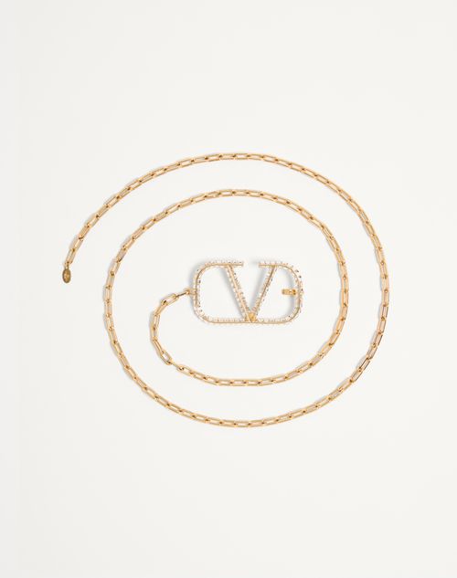 Valentino Garavani - Vlogo Signature Chain Belt - Gold/crystal - Woman - Belts