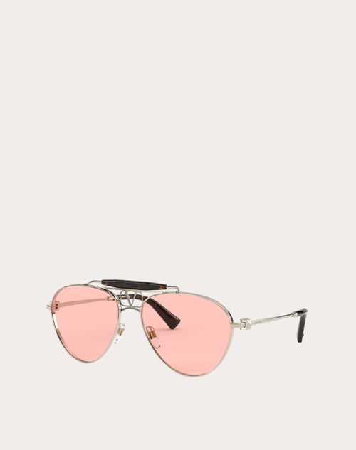 Valentino - Vlogo Pilot Metal Frame - Gold/pink - Man - Woman Bags & Accessories Sale