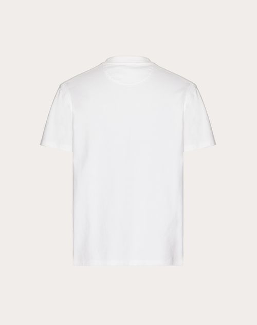 Valentino - トップスティッチvディテール コットン Tシャツ - ホワイト - メンズ - Tシャツ/スウェット
