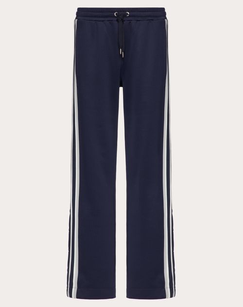 Valentino - Pantalon En Jersey Avec Écusson Vlogo Signature - Bleu Marine - Homme - Shorts Et Pantalons