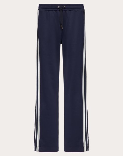 Valentino - Jersey Trousers With Vlogo Signature Patch - Navy - Man - Trousers And Shorts