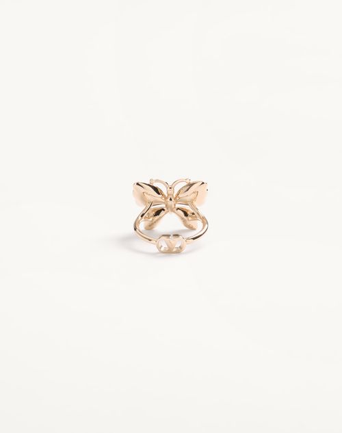 Valentino Garavani - Flutterby Ring In Metal And Swarovski® Crystals - Platinum/crystal - Woman - Jewelry