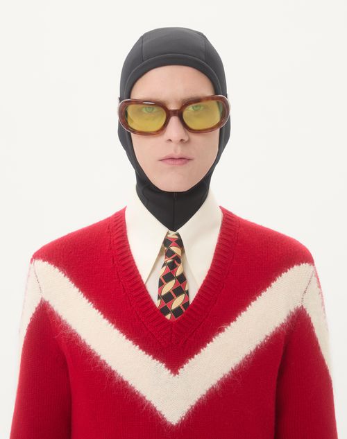 Valentino - Valentino Wool Jumper With Vlogo Bow At The Back - Paris/ivory - Man - Knitwear