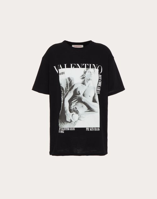 Valentino - Jersey T-shirt With Valentino Archive 1985 Print - Black/white - Woman - Woman Ready To Wear Sale