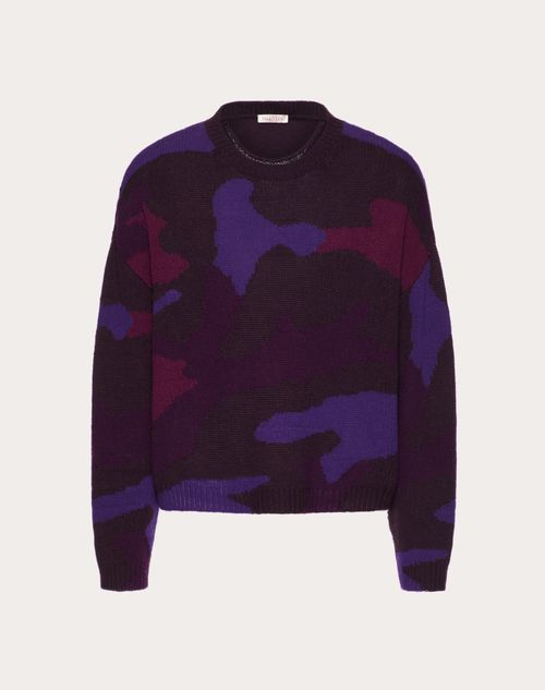 Valentino - Camouflage Motif Crewneck Wool Sweater - Purple Camo - Man - Knitwear