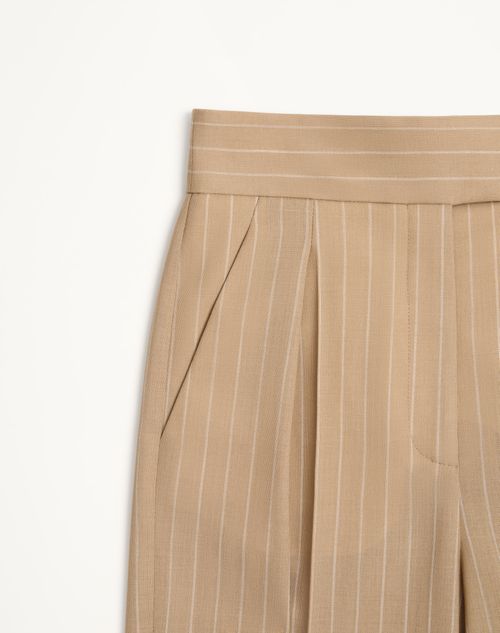 Valentino - Faded Pinstripe Trousers - Beige/ivory - Woman - Trousers And Shorts