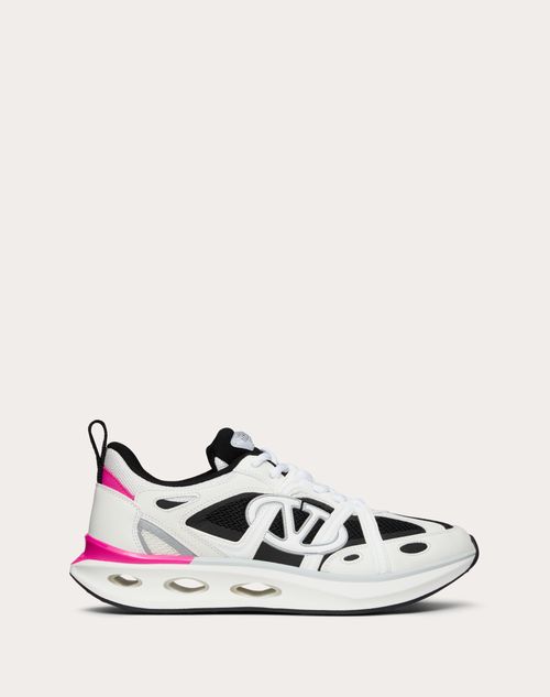 Valentino Garavani - Vlogo Easyjog Calfskin And Fabric Sneaker - White/pink Pp/black/pastel Grey - Woman - Trainers