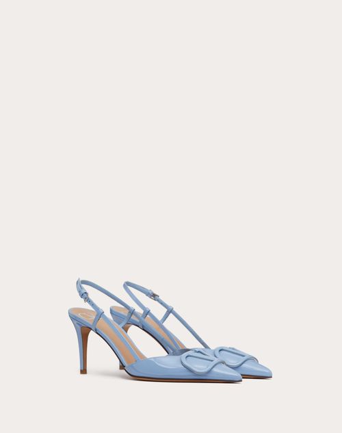 Valentino Garavani - Vlogo Signature Patent Leather Slingback Pump 80mm / 3.15 In. - Azure - Woman - Vlogo Signature - Shoes