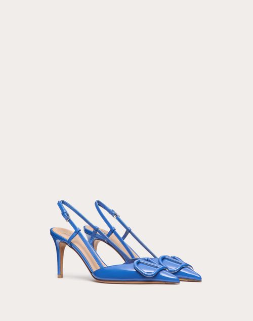 Valentino Garavani - Vlogo Signature Patent Leather Slingback Pump 80mm / 3.15 In. - Cobalt - Woman - Woman Shoes Sale