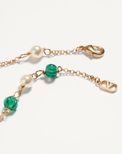 Valentino Garavani★VLogo ロングネックレス Vlogo Signature Long Necklace In Metal, Pearls And Knurled