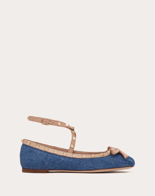 Valentino Garavani - Ballerina Rockstud In Denim - Rose Cannelle - Donna - Ballerine