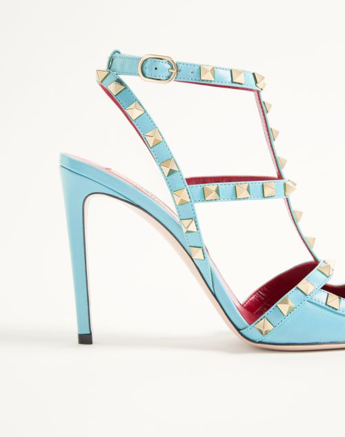 Valentino Garavani - Rockstud Kidskin Pumps 100mm - Azure - Woman - Pumps And Slingbacks