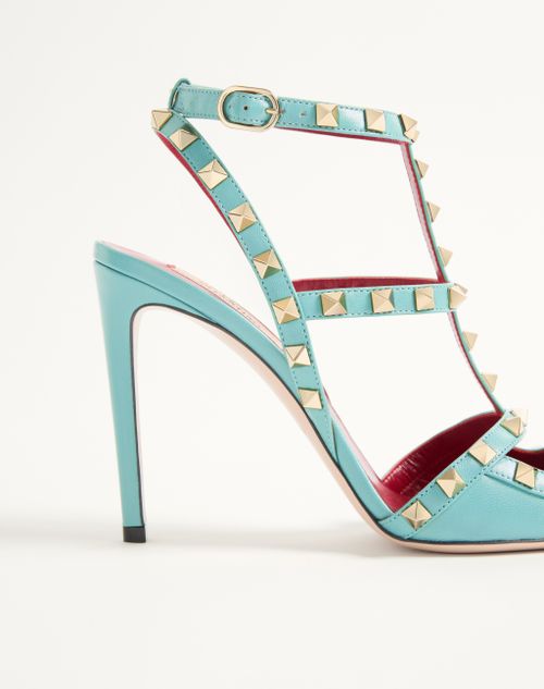 Valentino Garavani - Rockstud Kidskin Pumps 100mm - Azure - Woman - Pumps And Slingbacks
