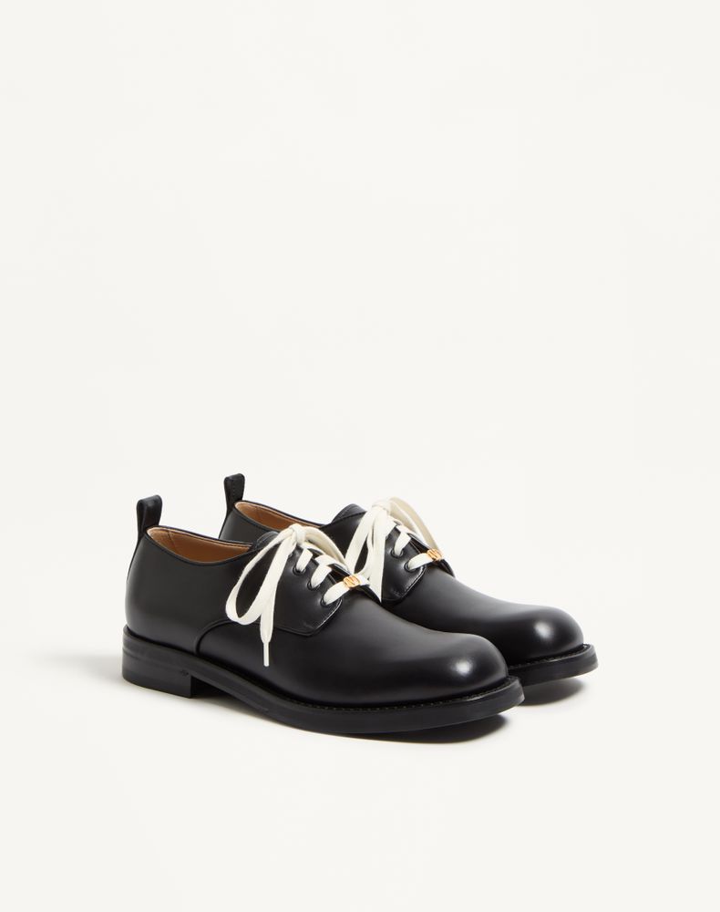 Valentino Garavani Derby Punx In Calfskin Man Black 44.5