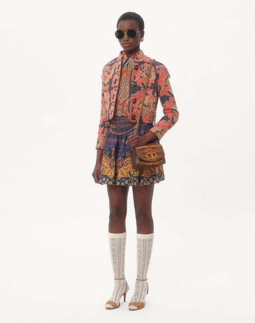 Valentino - Caban In Apres L'hiver Quilted Floral Jacquard - Indigo/multicolour - Woman - Jackets And Blazers