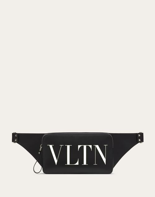 Leather Vltn Belt Bag for Man in Black/white | Valentino BA