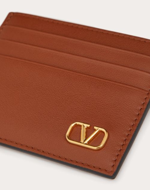 Valentino Garavani - Vlogo Signature Calfskin Card Holder - Saddle Brown - Man - Wallets And Small Leather Goods