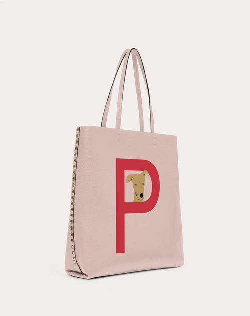 Valentino Garavani - Valentino Garavani Rockstud Pet Customizable N/s Tote Bag - Rose Quartz/pure Red - Woman - Rockstud Pet - Bags