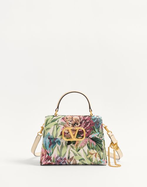 Valentino Garavani - Valentino Garavani Vsling Small Handbag In Voyage Imaginaire Jacquard Fabric - Multicolour/butter - Woman - Top Handle Bags