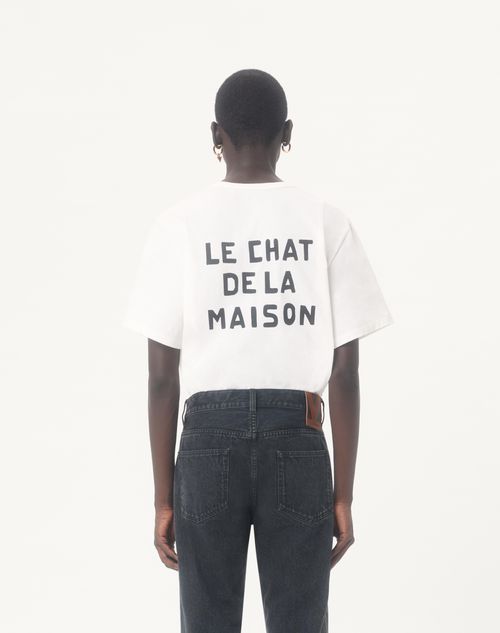 Valentino - Valentino Cotton T-shirt With Le Chat De La Maison Print - Ivory - Man - T-shirts And Sweatshirts